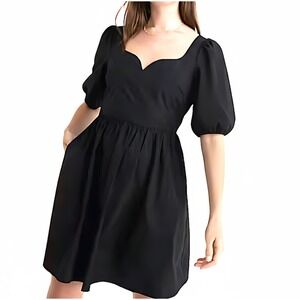 Madewell Black Mini Dress Size 6 Flare Cotton Short Sleeve Wedding Black Tie